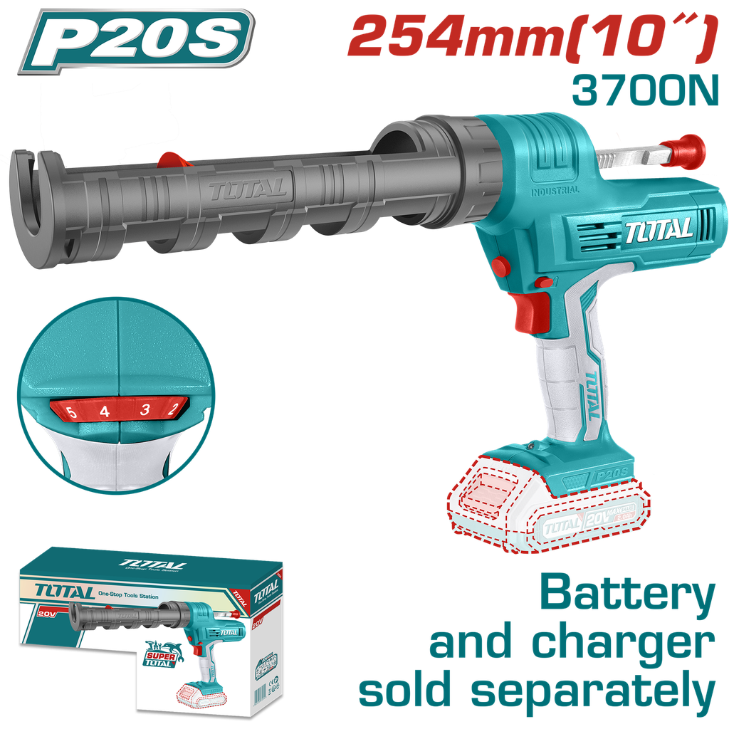 TOTAL - TCGLI2001 - Pistolet à calfeutrer sans fil 20V