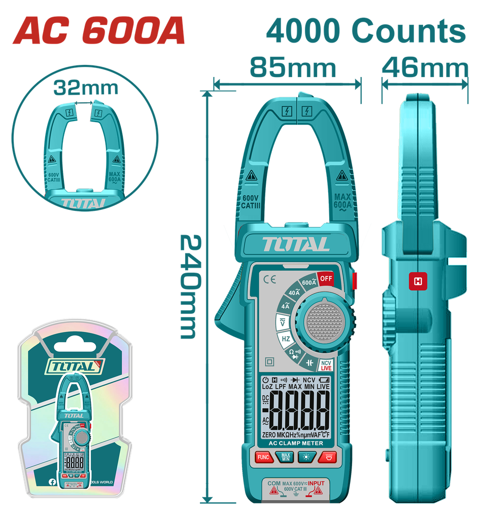 TOTAL - TMT766001 - Pince multimètre AC 600A