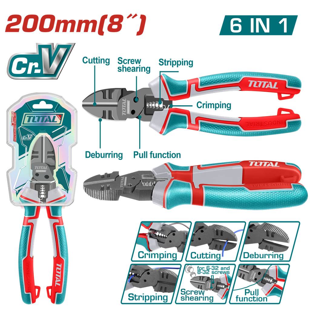 TOTAL - THTMF386 - Pince coupante multifonction 6 en 1