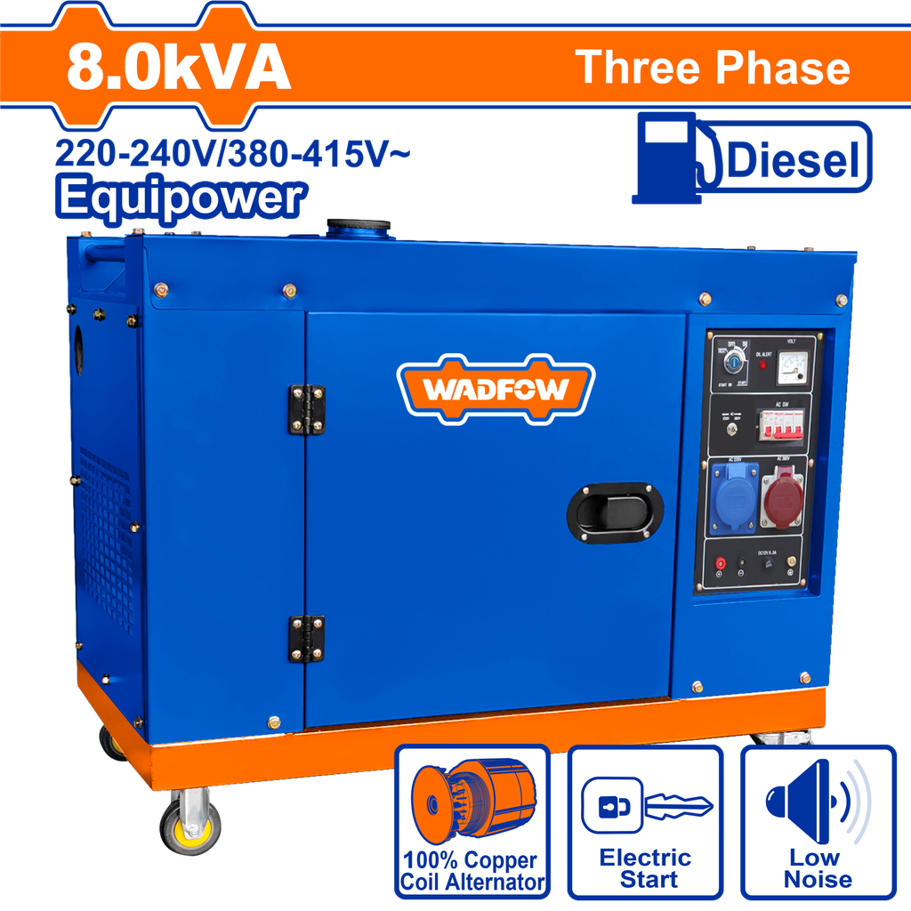 WDF - WDG2A80DT - Groupe électrogène diesel silencieux Max  8kVA 380V