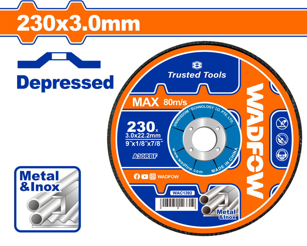 WDF - WAC1392 - Disques à tronçonner le métal Ø230x3mm