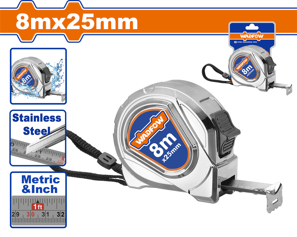 WDF - WMT4440 - Ruban à mesurer en acier 8mx25mm