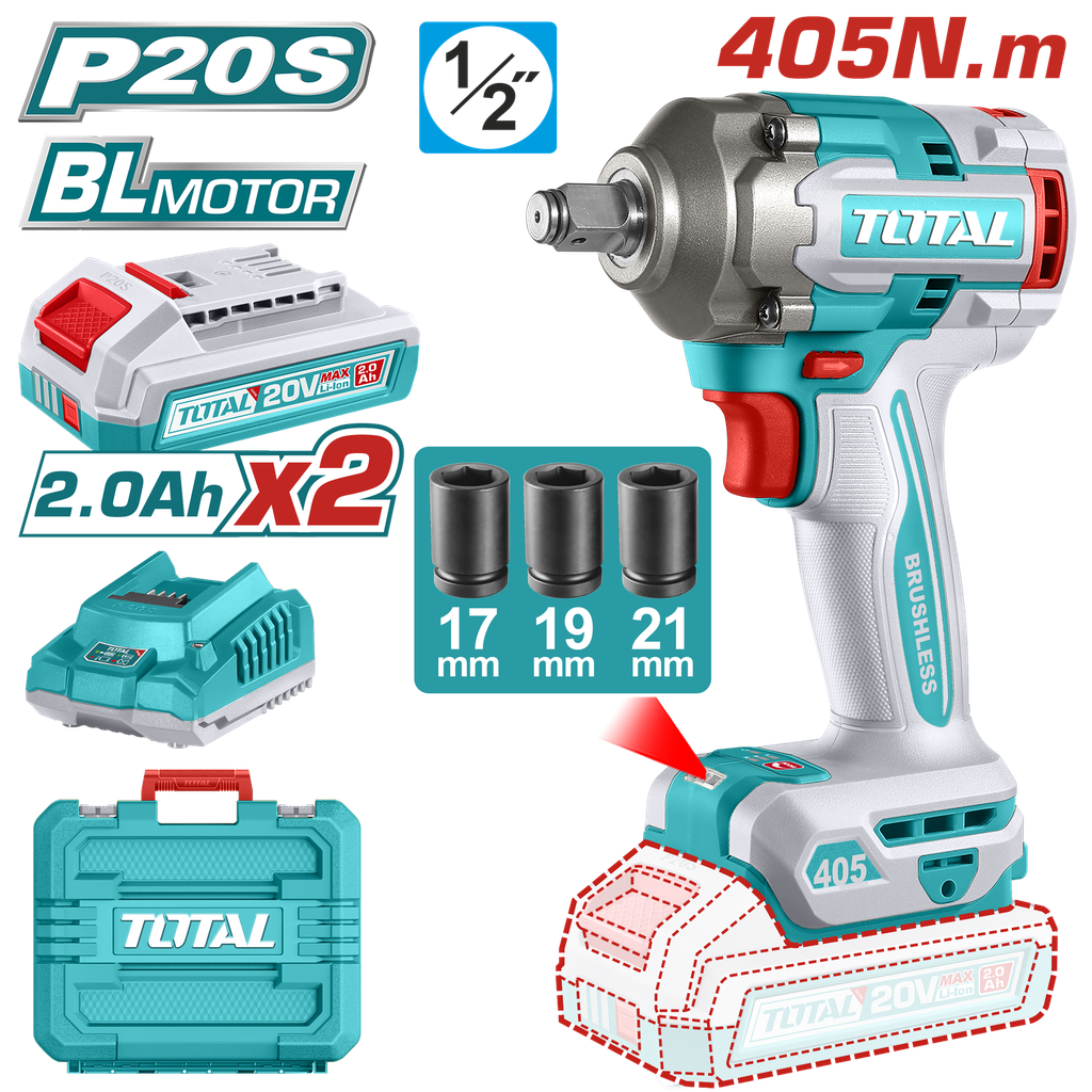 TOTAL - TIWLI2045 - Cle a choc 1/2" - 20V 405Nm