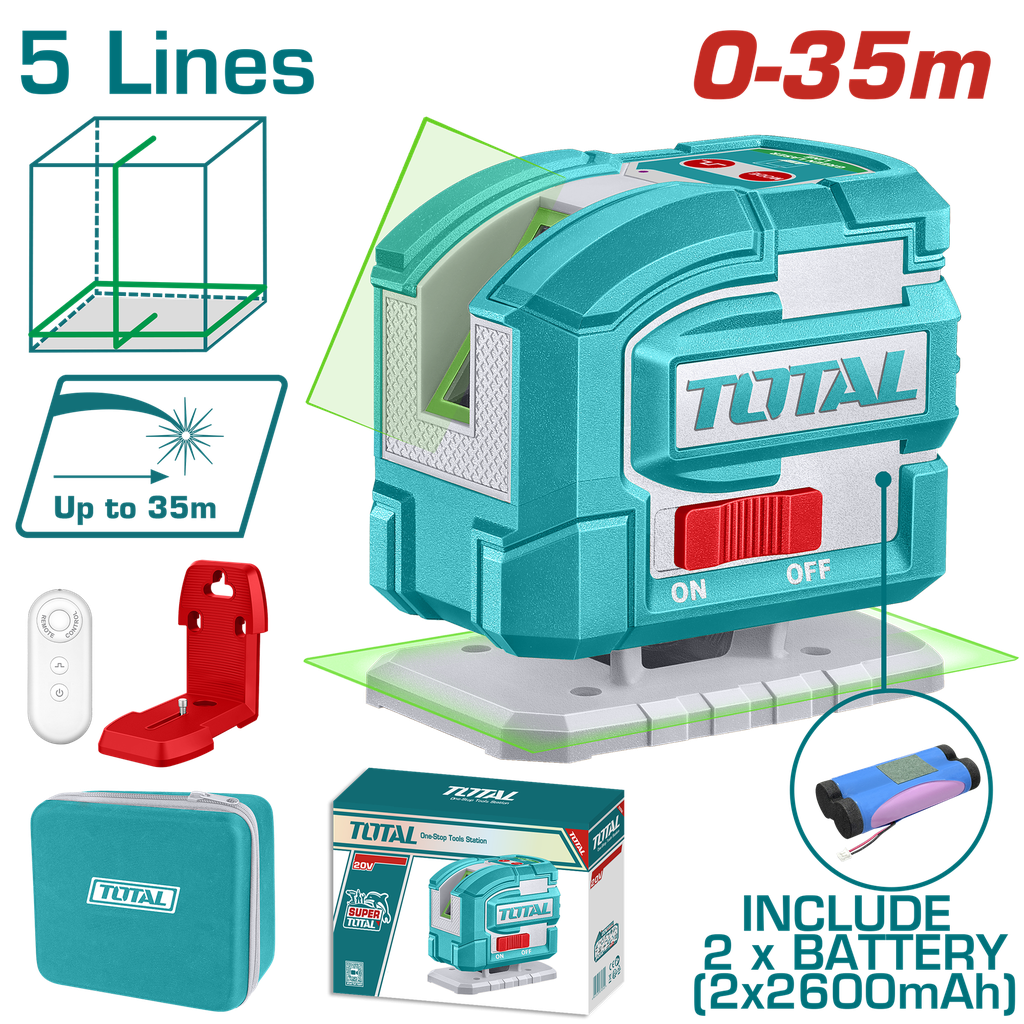 TOTAL - TLL306502 - Laser de ligne autonivelant rechargable 0-35m