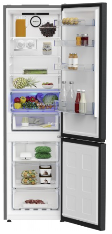 Beko B7RCNE407HXBR réfrigérateur-congélateur Pose libre 355L Noir, Acier inoxydable
