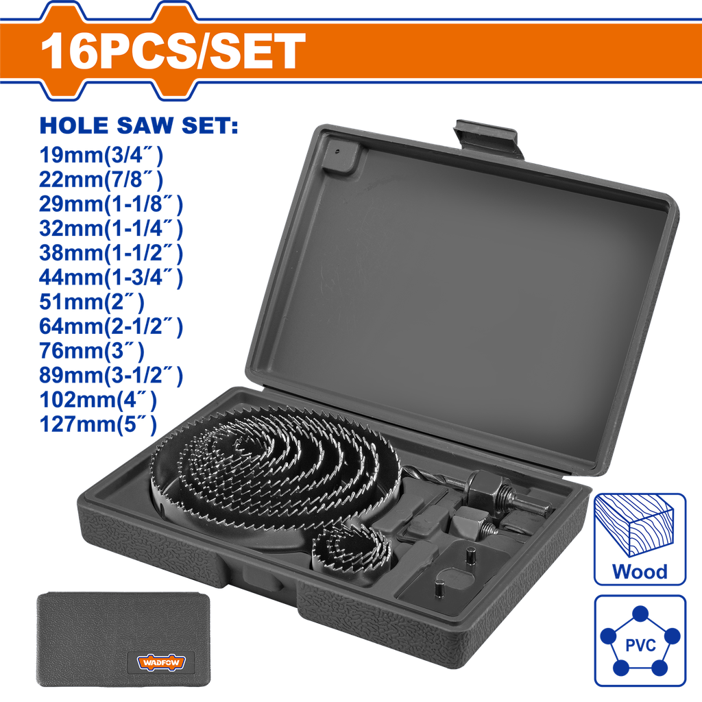 16Pcs Carbon steel hole saw set