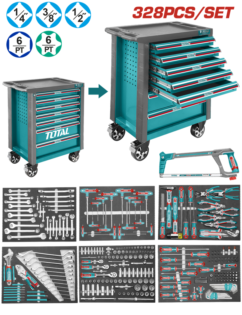 TOTAL - THPTCS73281 - Coffre à outils 328 pièces