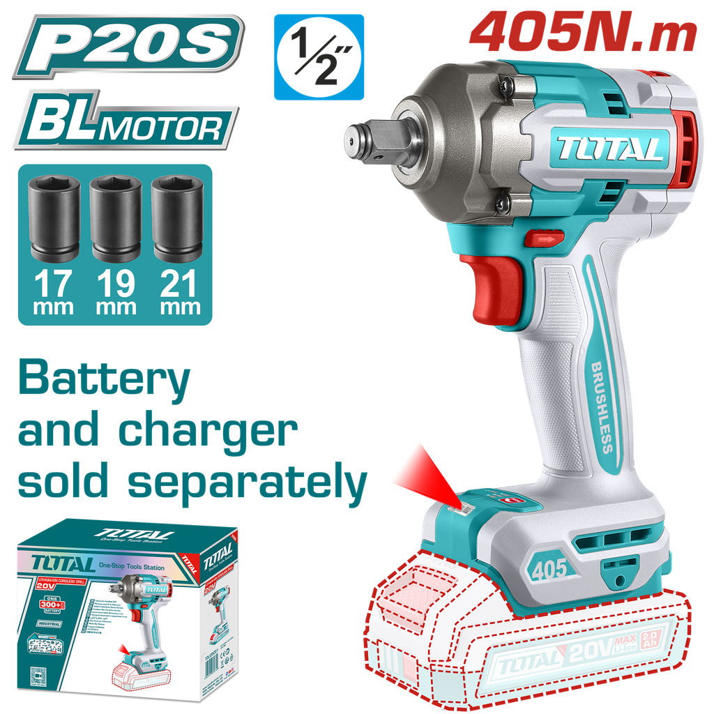 TOTAL - TIWLI20451 - Cle a choc 1/2" - 20V 405Nm