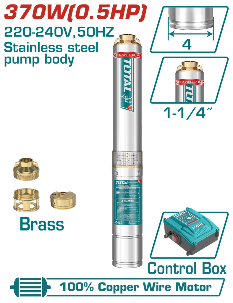 TOTAL - TWP53706 - Pompe puit profond - 48m 6.7m³/h