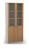 LYRA Rangement Vitre 800X400X1966 Chene-Blanc