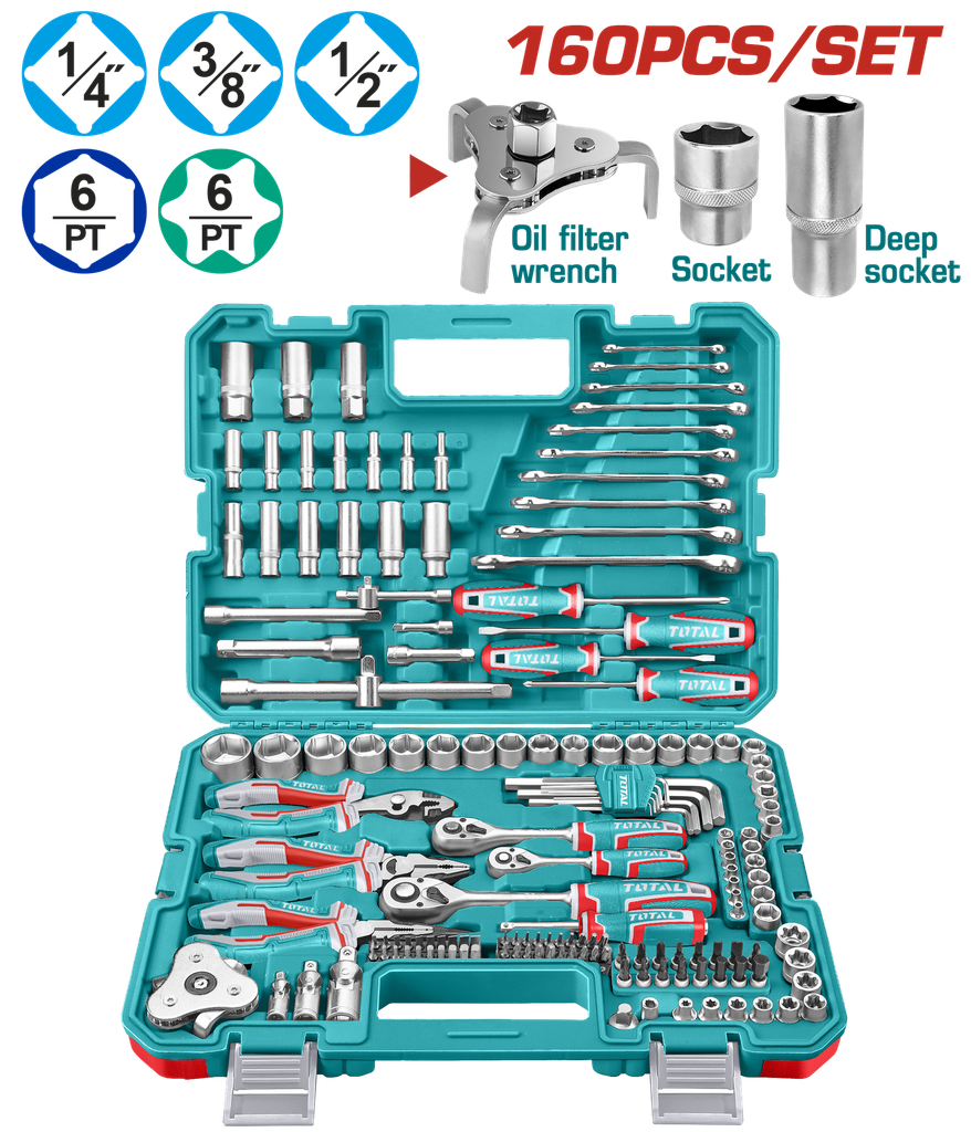 TOTAL - THKTHP61607- Mallette à outils 160 pcs