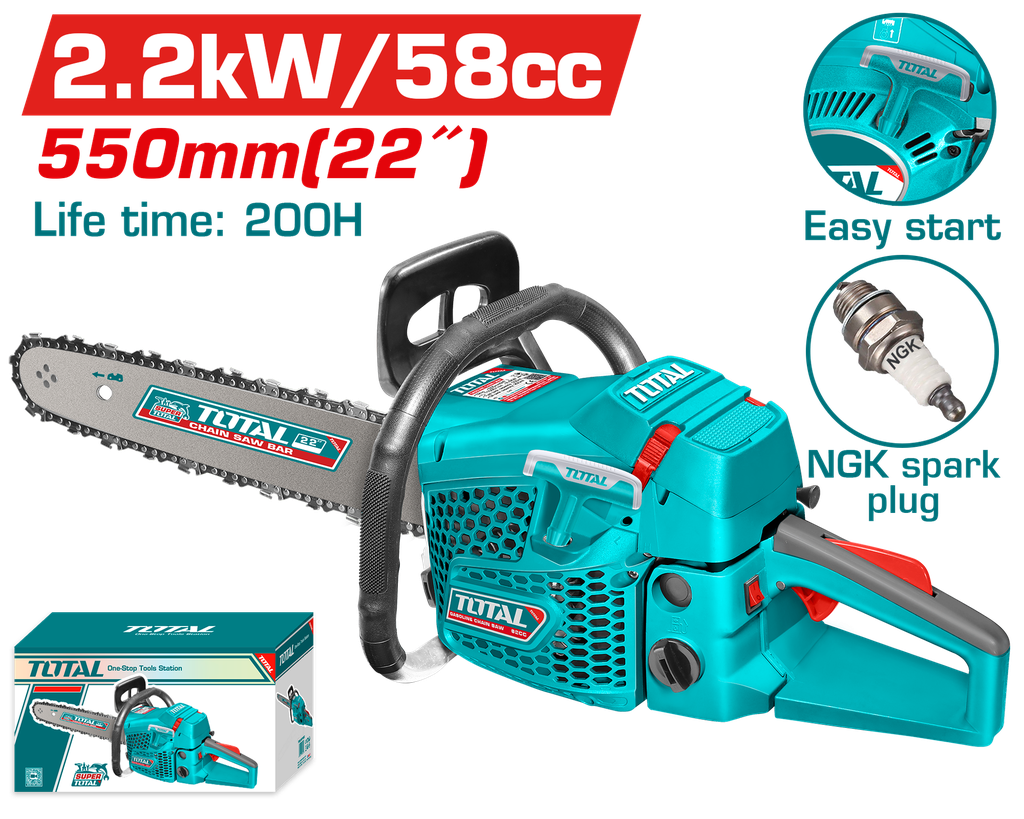 TOTAL - TG5582211 - Scie à chaîne à essence 22" - 2.2KW