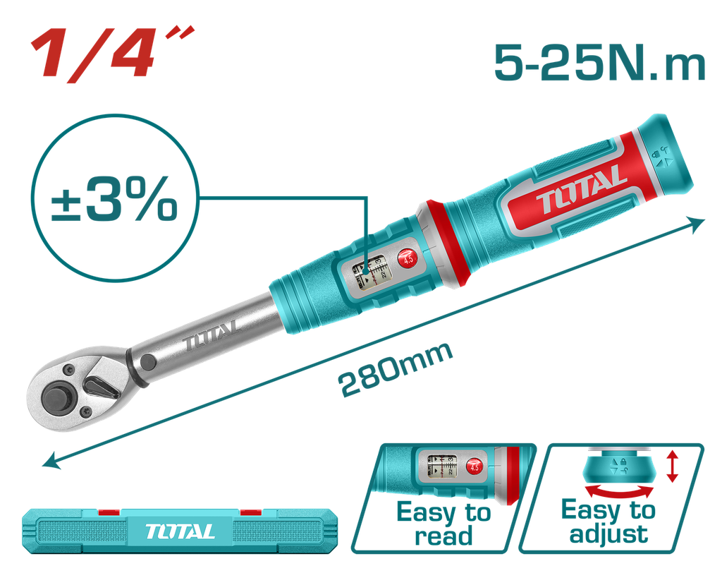 TOTAL - THPTW1425N8 - Clé dynamométrique 280Nm