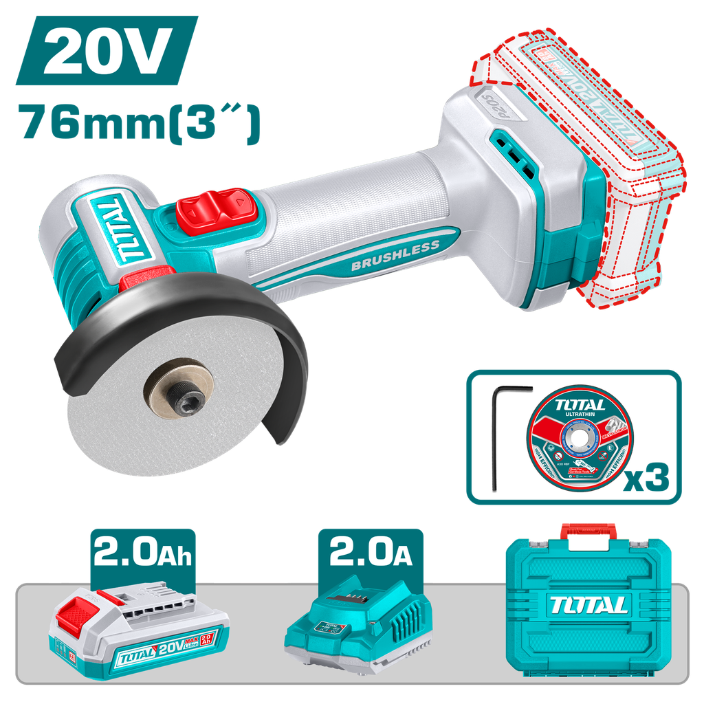 TOTAL - TAGLI207625 - Meuleuse d'angle sans fil Ø76mm