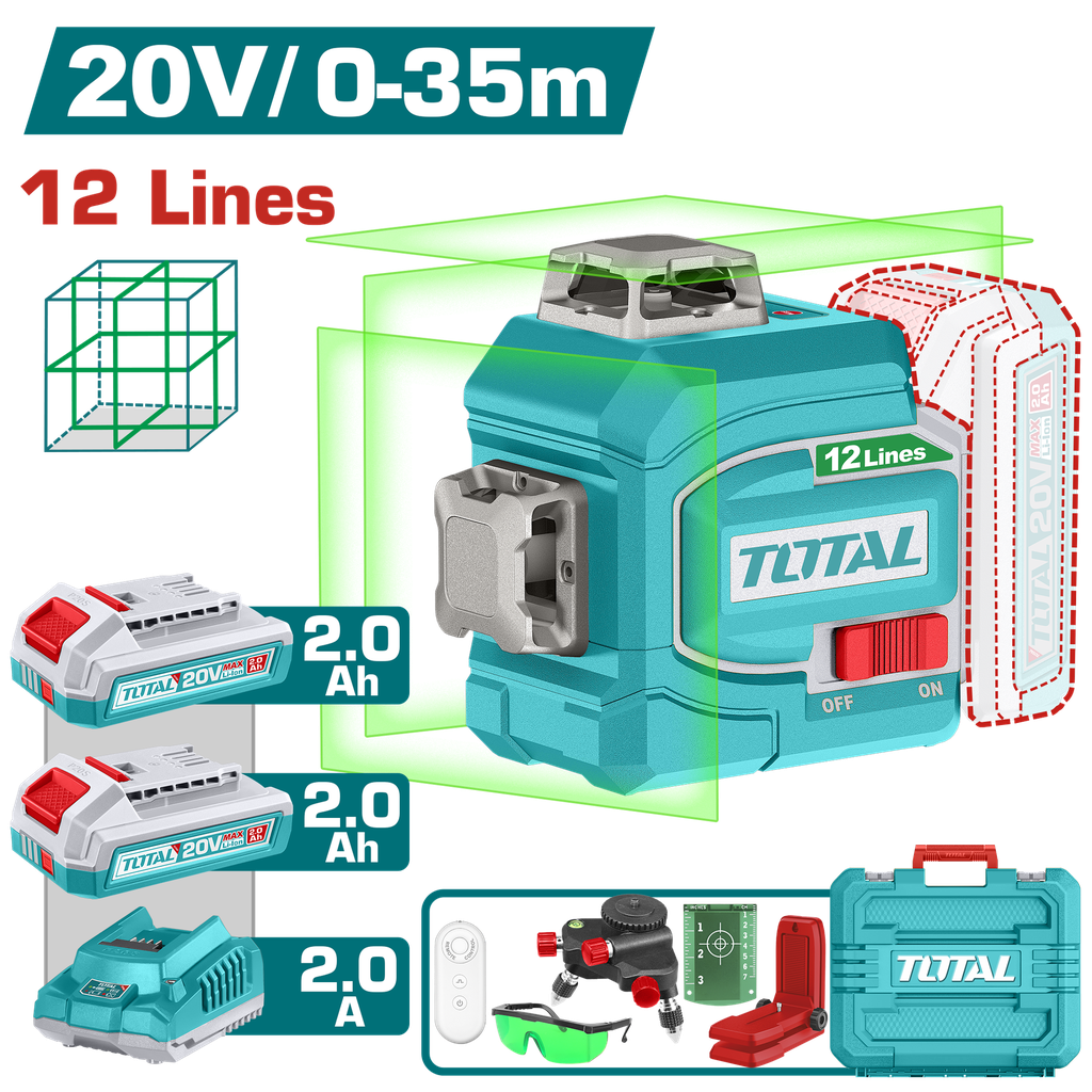 TOTAL - TLL3012165 - Niveau laser 3D à batterie 20V