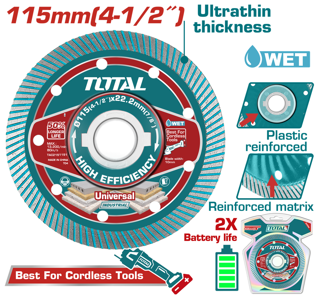 TOTAL - TAC2151151 - Disques diamant ultra-minces - Ø115mm