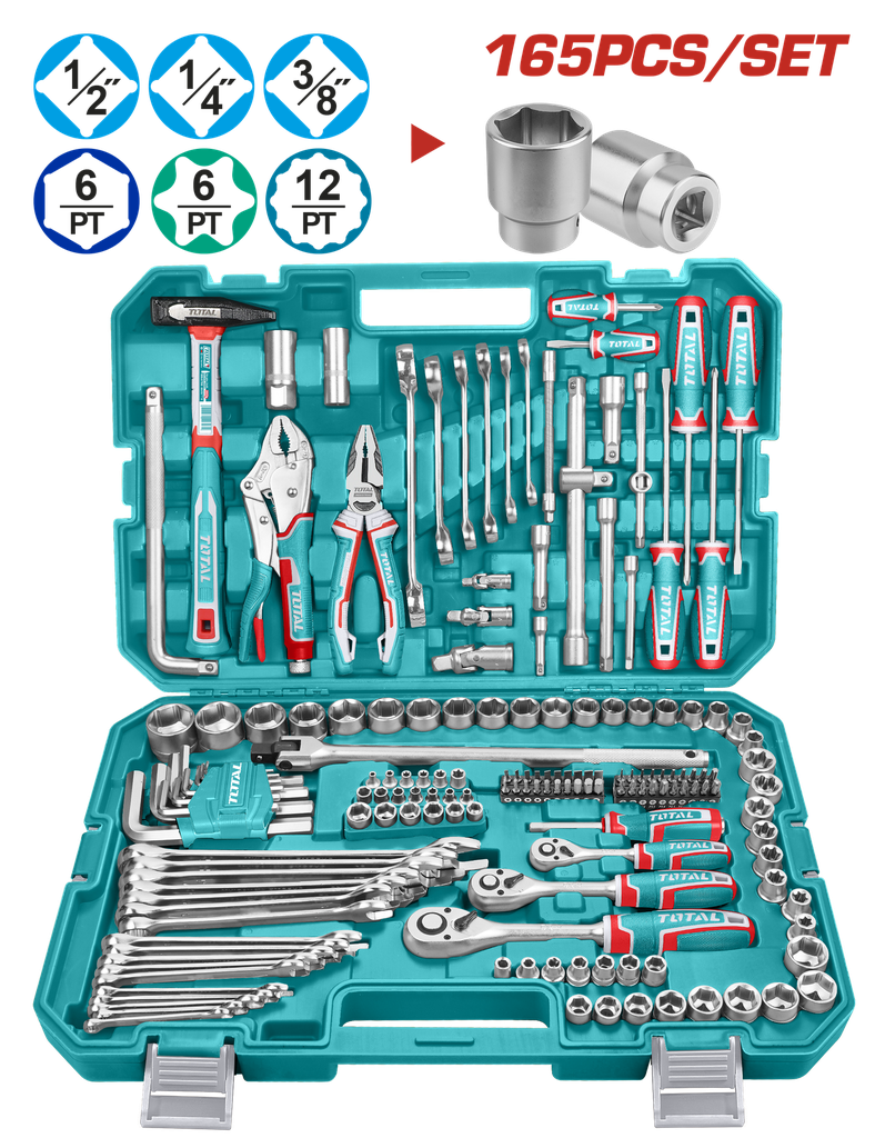 TOTAL - THKTHP61657 - Coffret d'outils combinés de 165 pièces