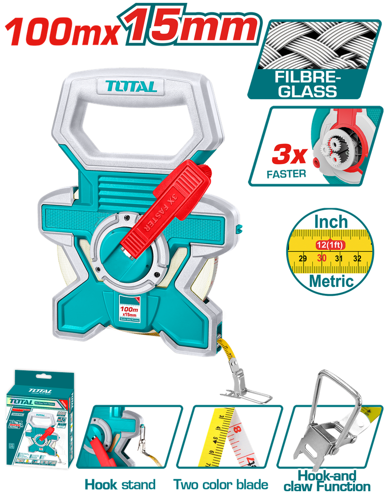 TOTAL - TMTF181006 - Décamètre en fibre 100mx15mm