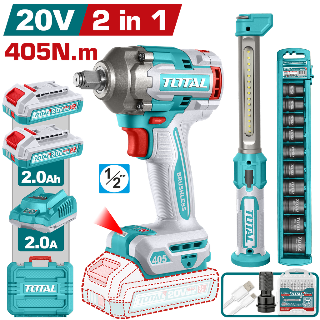 TOTAL - TOSLI23056 - Combo sans fil 2 pièces 20V