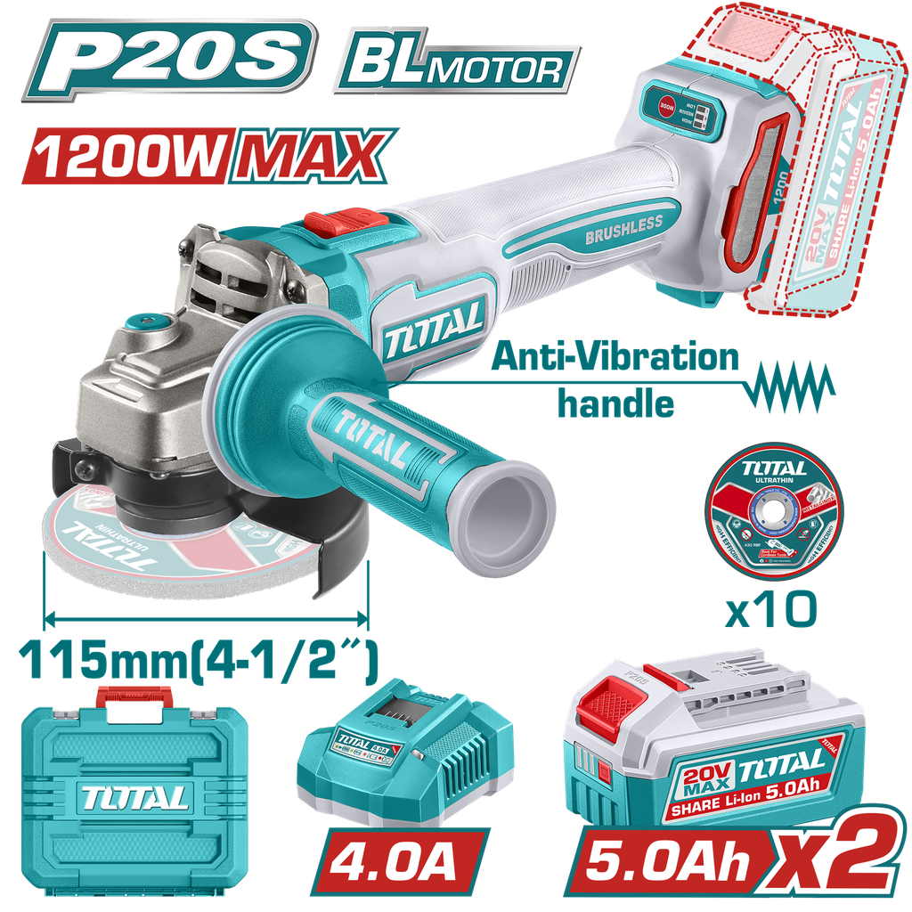 TOTAL - TAGLI2120252 - Meuleuse d'angle 20V 1200W