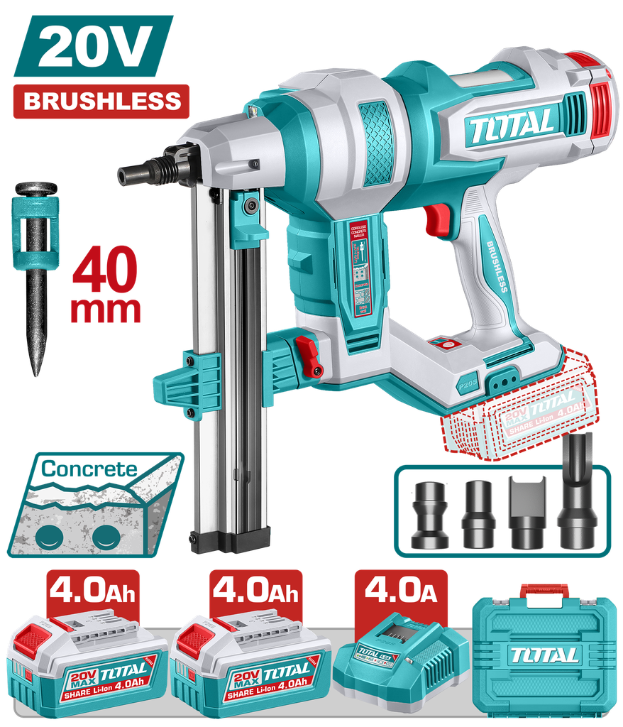 TOTAL - TCNLI9008 - Cloueur à béton sans fil 20V