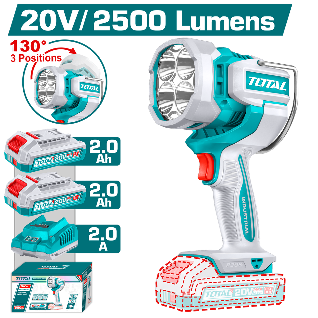 TOTAL - TWLI20887 - Lampe de travail 20V 2500 lumens