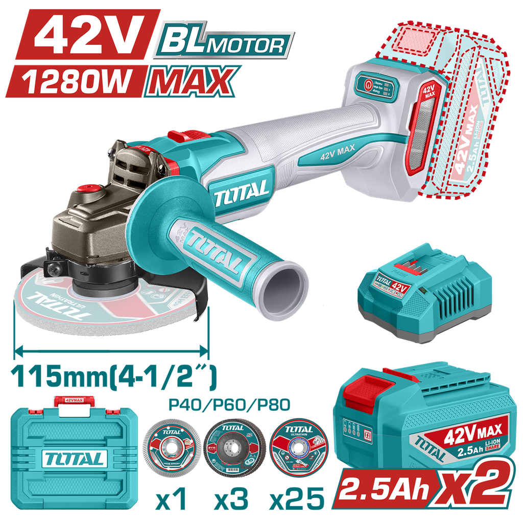 TOTAL - TAGLI4128112 - Meuleuse d'angle 42V Ø115mm