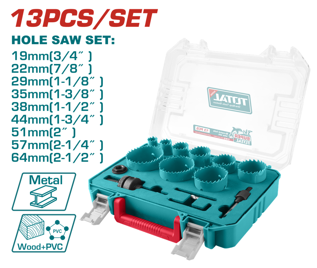 TOTAL - TACSH0132 - Jeu de scie cloche 13 pcs