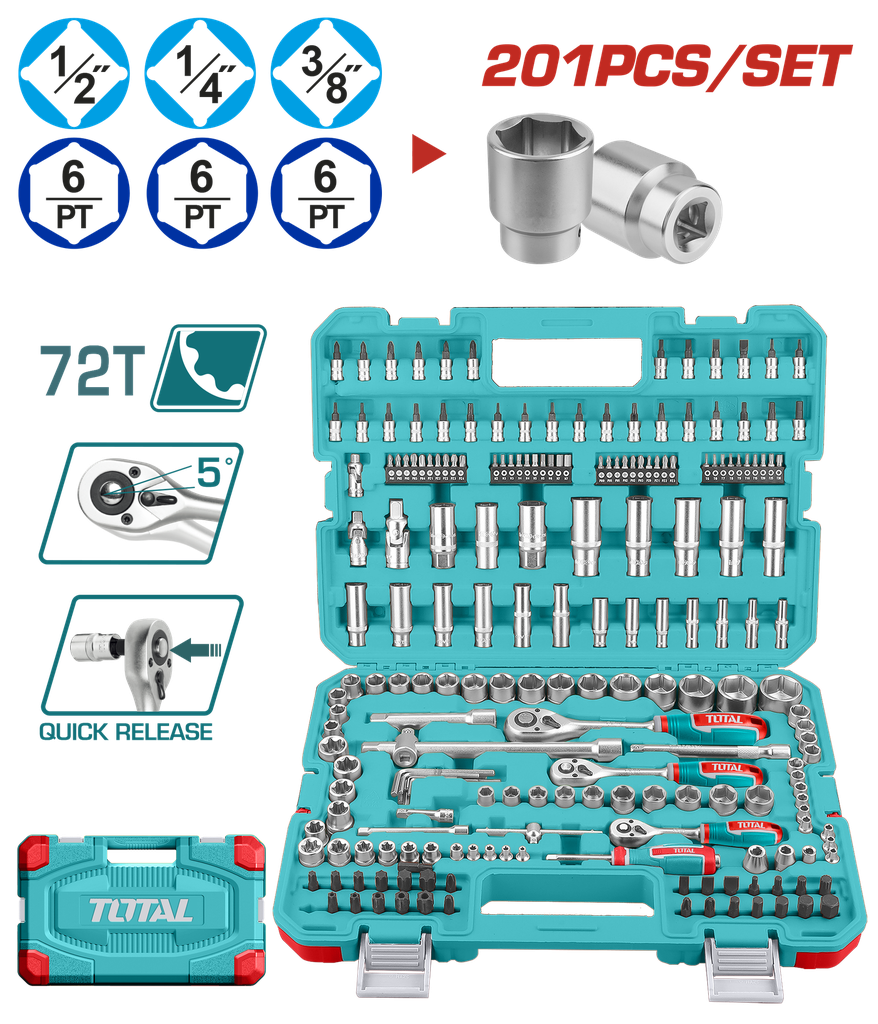 TOTAL - THTS082016 - Mallette à outils 201 pcs