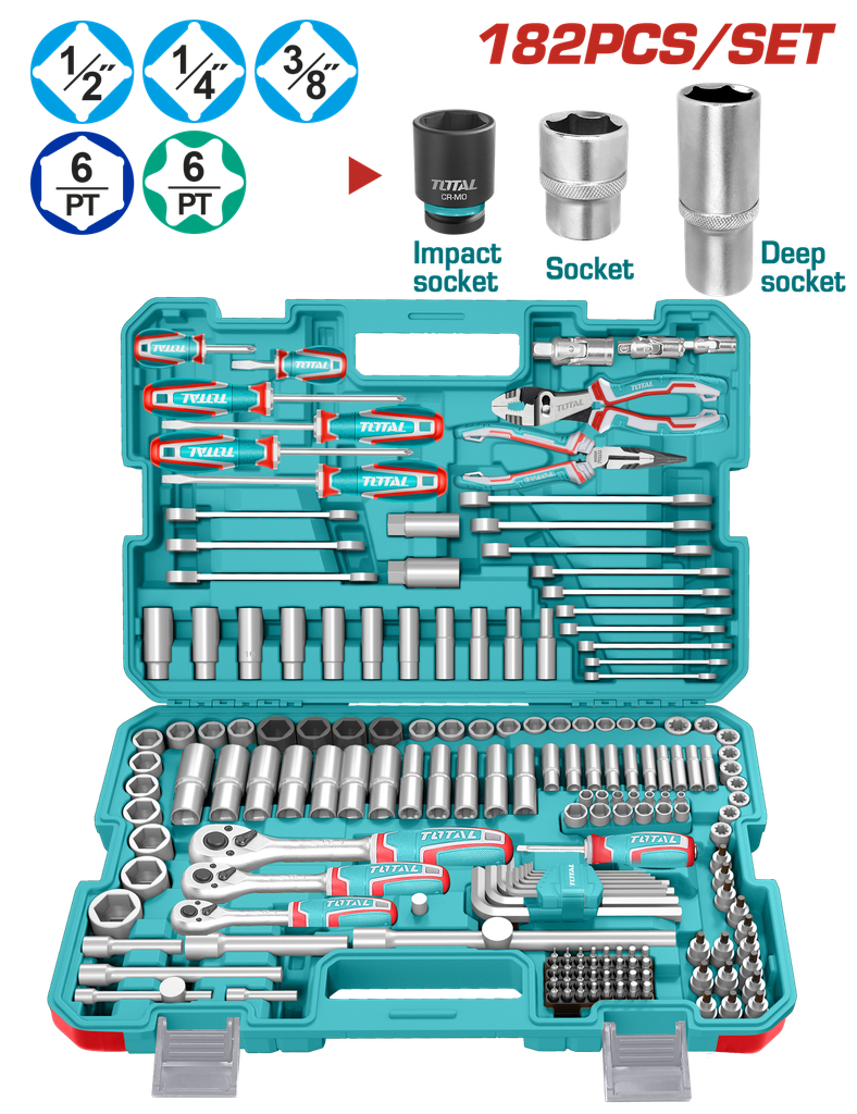 TOTAL - THKTHP61827 - Mallette à outils 182 pcs