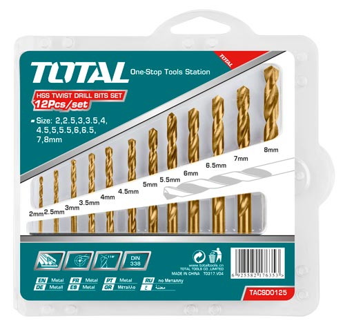 [TACSD0125] TOTAL - TACSD0125 - Jeu de 12 Foret métal HSS Ø2-8mm