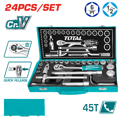 [THT141253] TOTAL - THT141253 - Mallette à outils mécanique 24 pcs