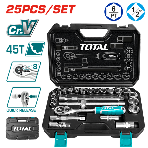 [THT121251] TOTAL - THT121251 -  Coffret à douilles 1/2" 25 Pièces
