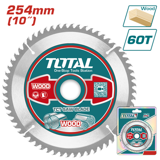 [TAC231723] TOTAL - TAC231723 - Disque bois - Ø254mm 60T - Arbre: 30mm 25.4mm et 16mm
