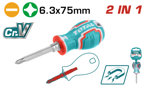[THT250216] TOTAL - THT250216 - Tournevis 2 en 1 SL6+PH2 - 75mm