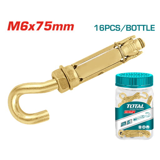 [WJHA0607531] براغي بخطاف 16 قطعة M6 75mm