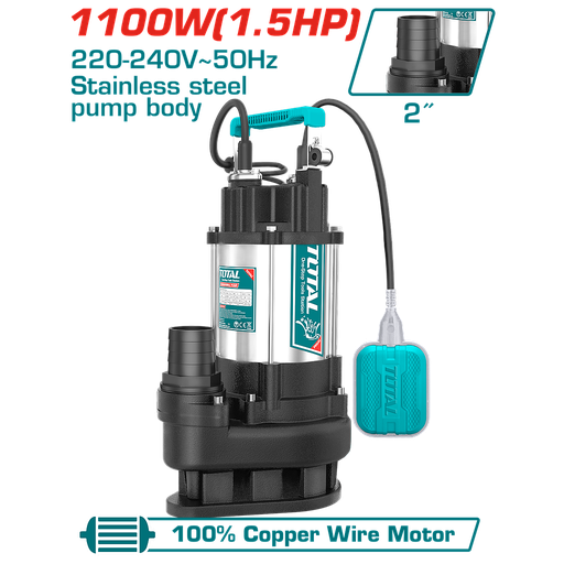 [TWP7110016] TOTAL - TWP7110016 - Pompe submersible - 1100W, 22m³/h, 15m