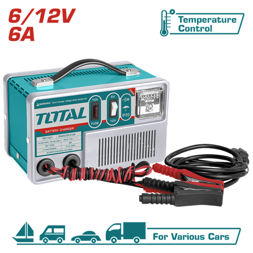 [TBC1501] TOTAL - TBC1501 - Chargeur de batterie 6-12V / 6A