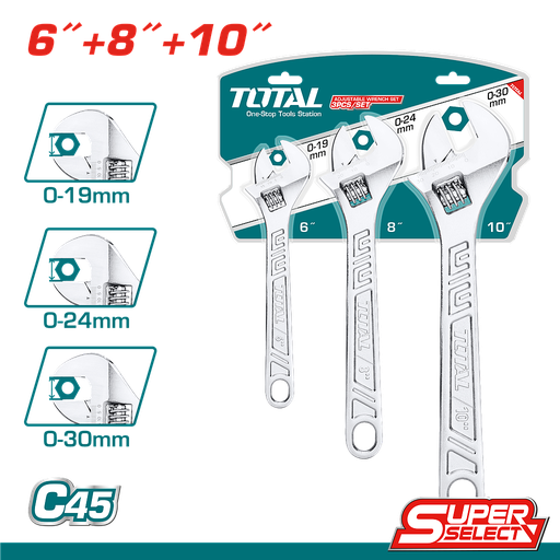 [THTK1013] طقم 3 مفتاح إنجليزي - 6" 8" 10"