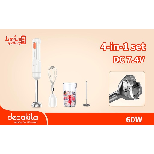 [KMJB041W] DECAKILA - KMJB041W - Mixeur plongeant sans fil 4-en-1