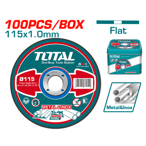 [TAC210115100] TOTAL - TAC210115100 - Disques à tronçonner le métal - Ø115x1.0mm