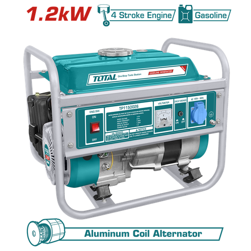 [TP115005] TOTAL - TP115005 - Groupe électrogène essence Max 1,2 kW - Puissance nominale : 1,0 kW - 5.5 L