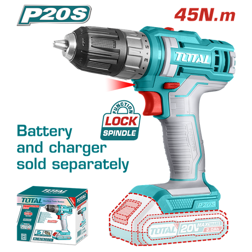 [TDLI200515] TOTAL - TDLI200515 - Perceuse sans fil sans percussion 20V - 45Nm Ø10mm