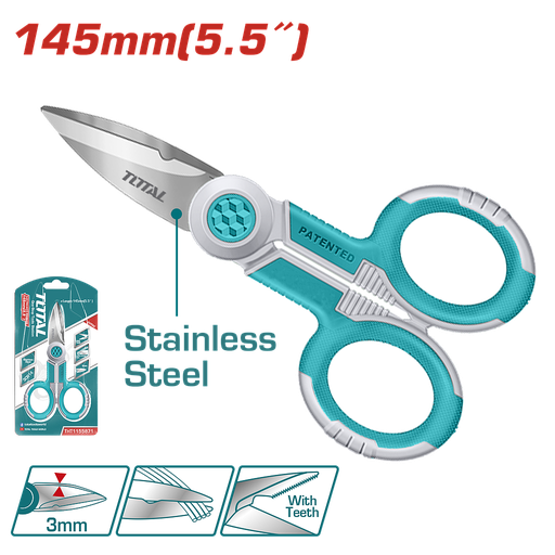 [THT1155871] TOTAL - THT1155871 - Ciseaux d'électricien 145mm