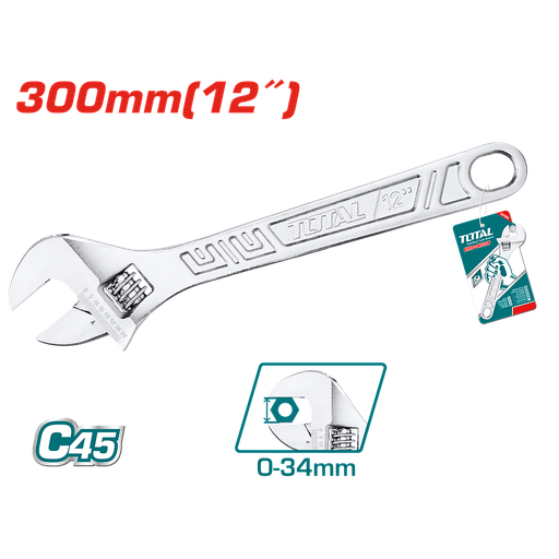 [THT1010123] TOTAL - THT1010123 - Clé à molette 12'' - Ø0-34mm