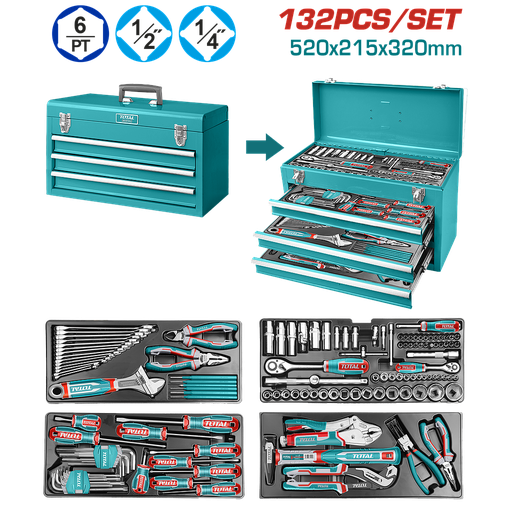 [THPTCS71321] TOTAL - THPTCS71321 - Mallette à outils 132 pcs