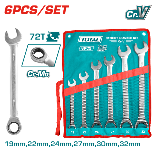 [THT102RK061] TOTAL - THT102RK061 - Jeu de clé plate à cliquet Ø19-32mm