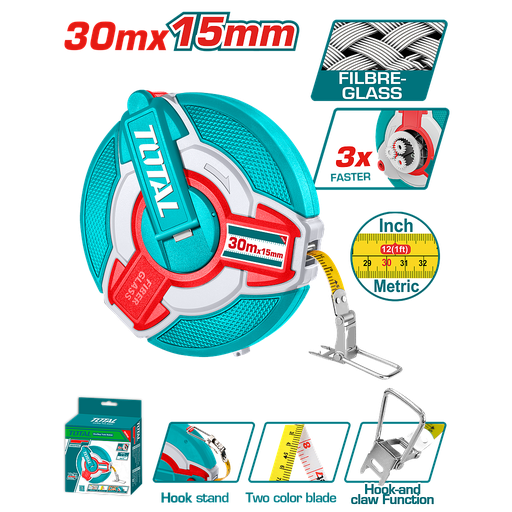 [TMTF18306] TOTAL - TMTF18306 - Décamètre en fibre - 30mx15mm