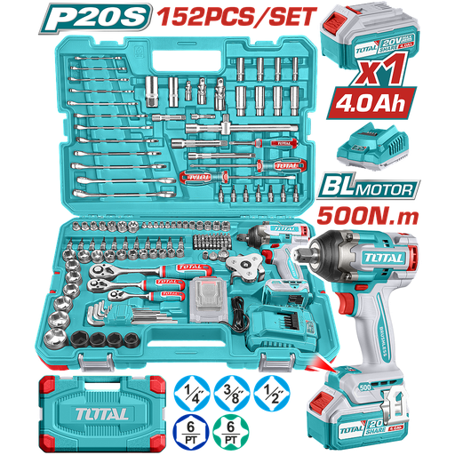 [THKTHP31522] TOTAL - THKTHP31522 - Mallette de 152 pcs clés à chocs 500Nm
