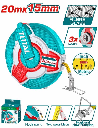 [TMTF18206] TOTAL - TMTF18206 - Décamètre en fibre 20mx15mm